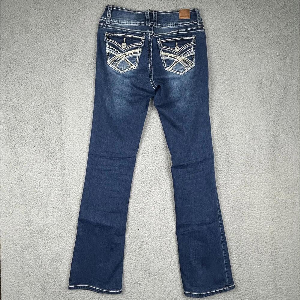Wallflower Womens The Luscious Curvy Bootcut Jeans 1 Regular Blue Denim Classic - Picture 4 of 13